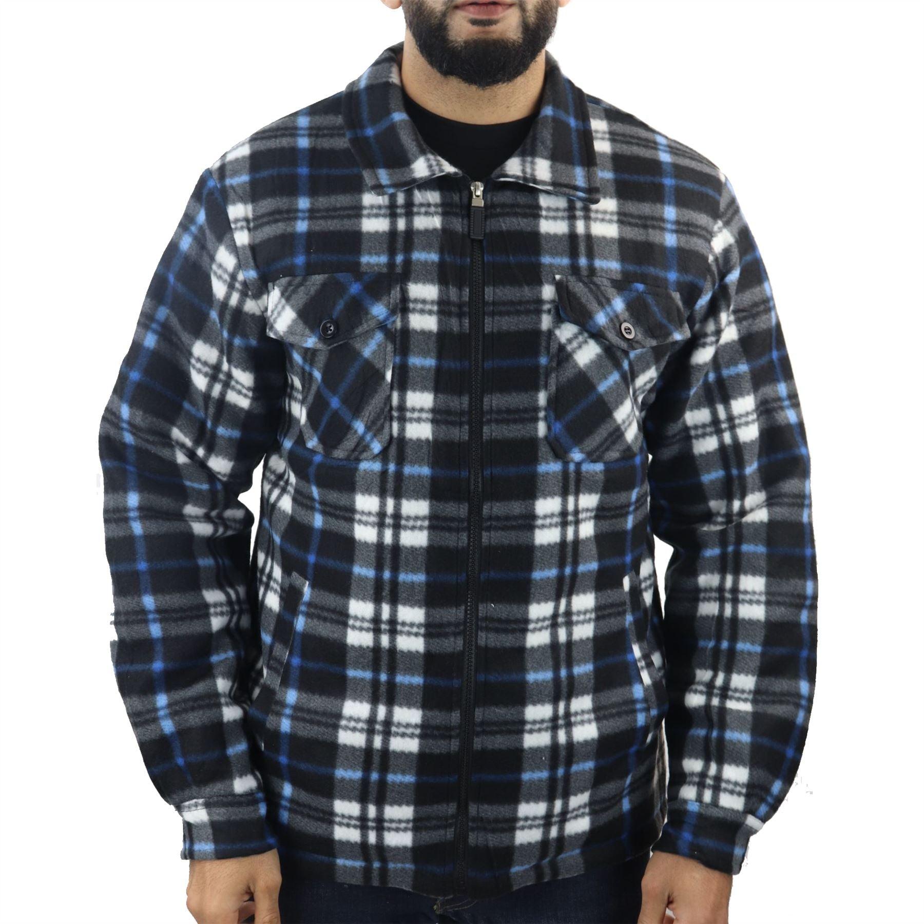 Men's Jumper Thermal Fleece Fur Lined Lumberjack Zipped Check Winter Shirt - Knighthood Store