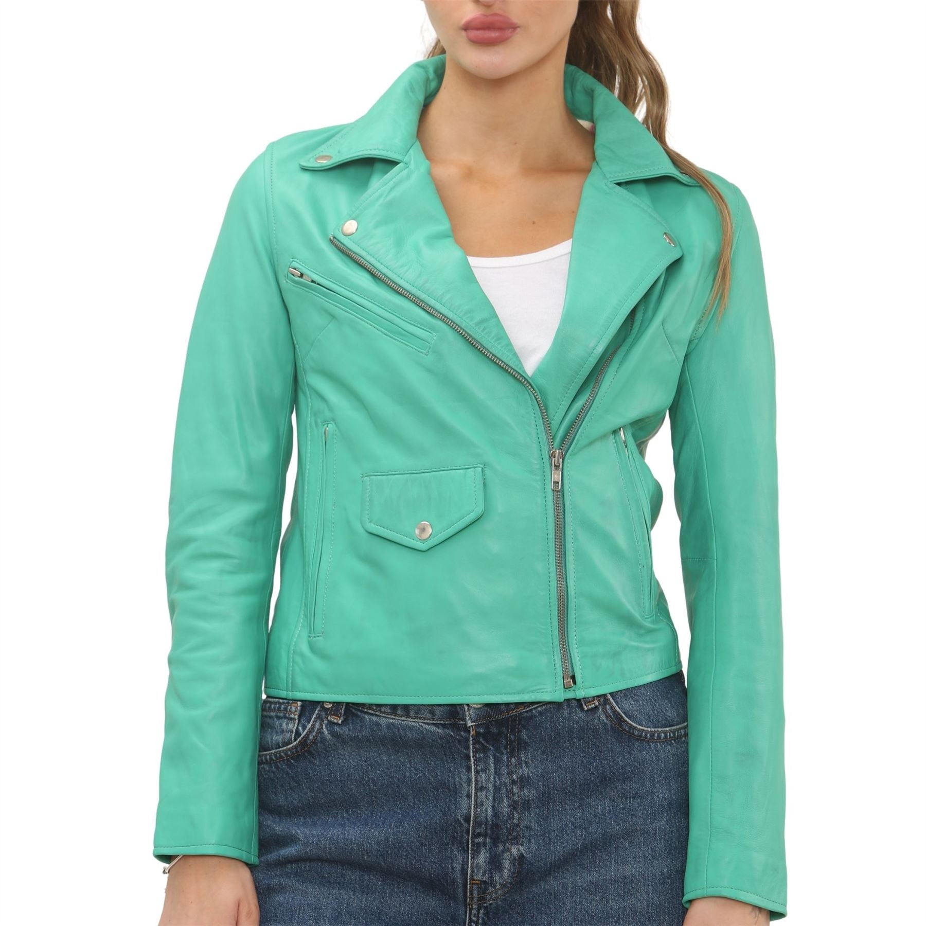 Women's Real Leather Brando Style Biker Jacket