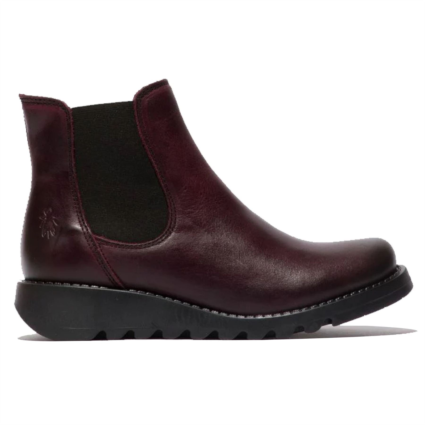 SALV195 - Women's Wedge Heel Leather Chelsea Ankle Boots