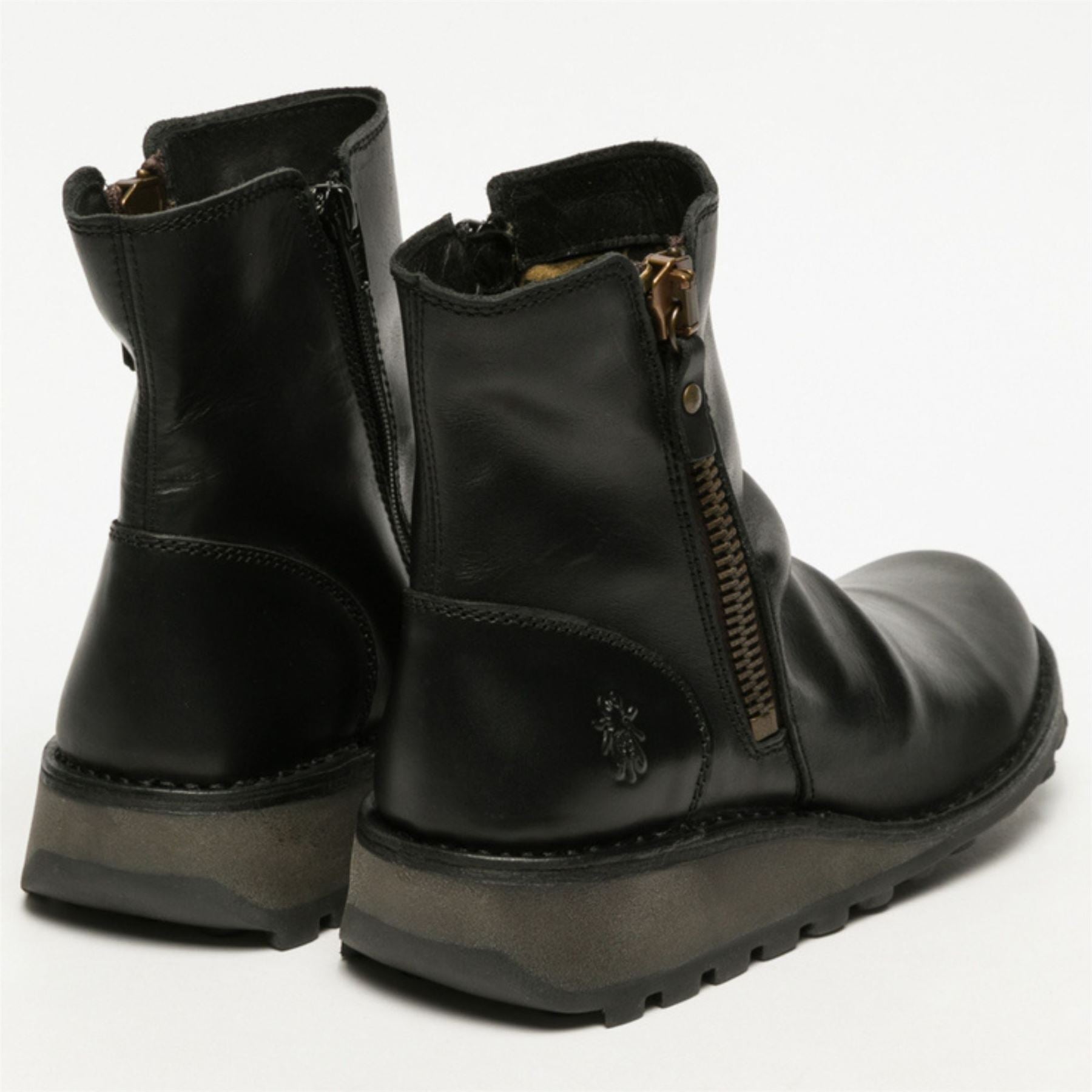 MON944FLY - Women's Wedge Heel Leather Ankle Boots