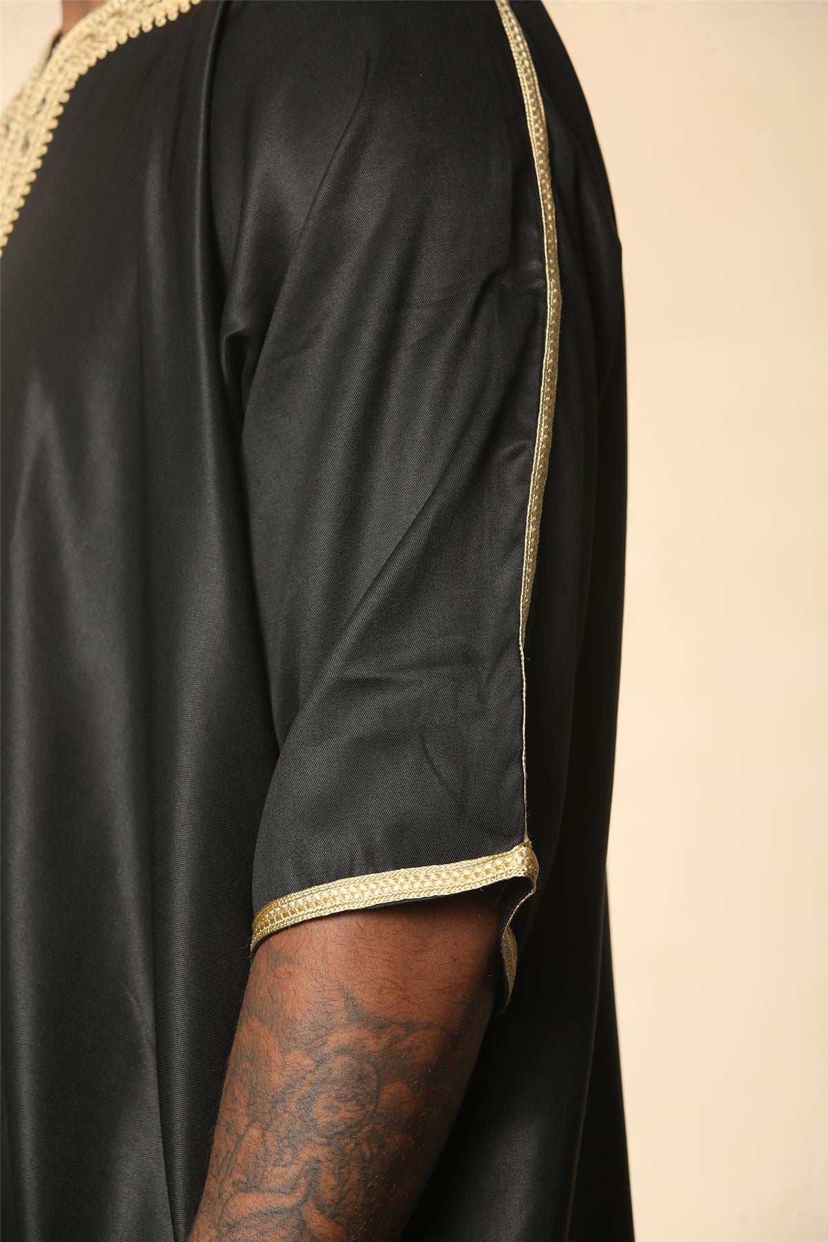 Men's Moroccan Thobe Gandoura Short Sleeve Jubba Islamic Clothing Kaftan Eid Robe Arab Embroidery