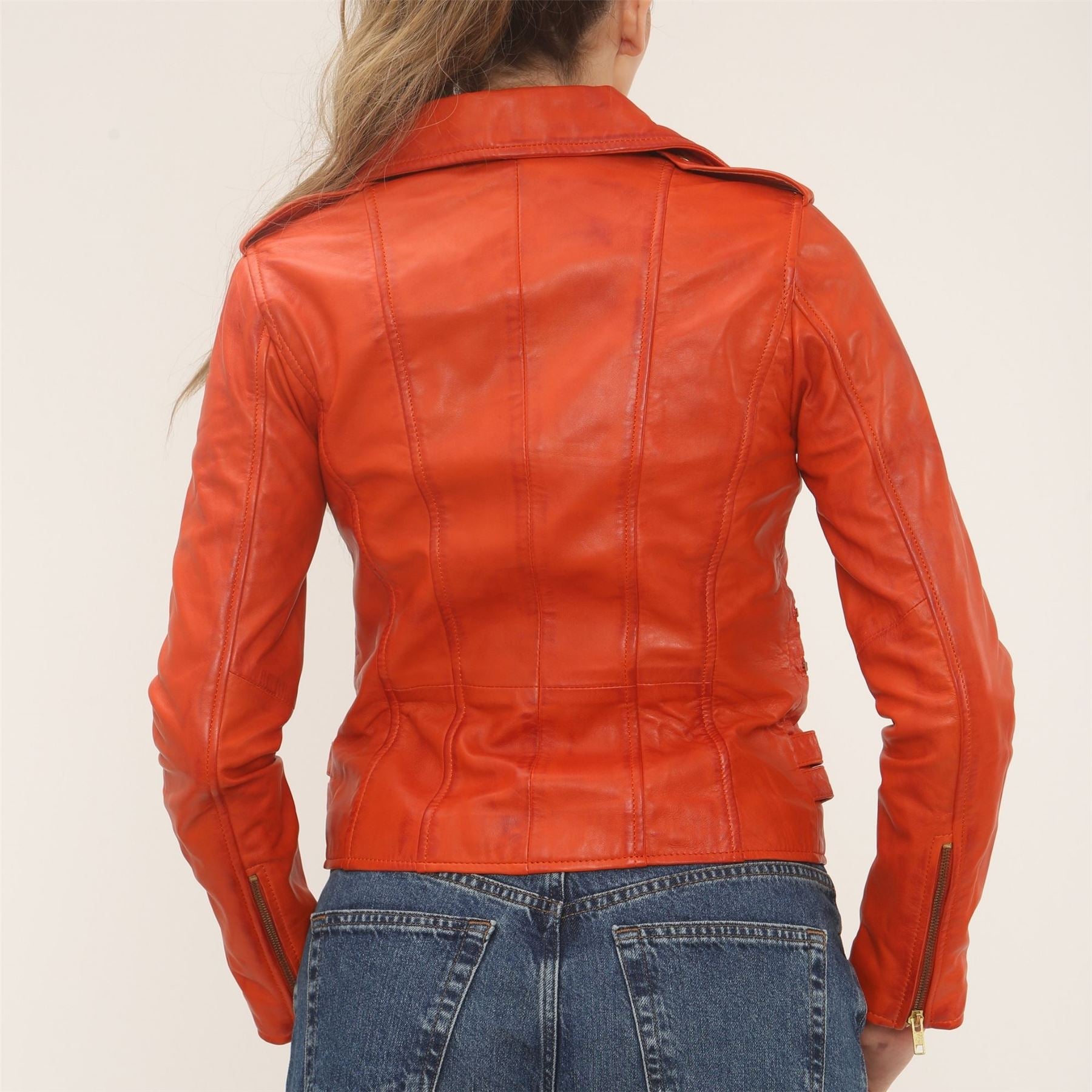 Women's Real Lamb Nappa Leather Vintage Biker Jacket