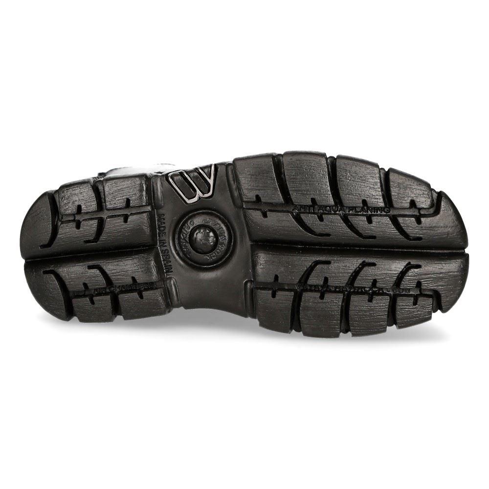 New RockM-MILI211C-C1 Unisex Metallic Black 100% Leather Techno Biker Boots - Knighthood Store