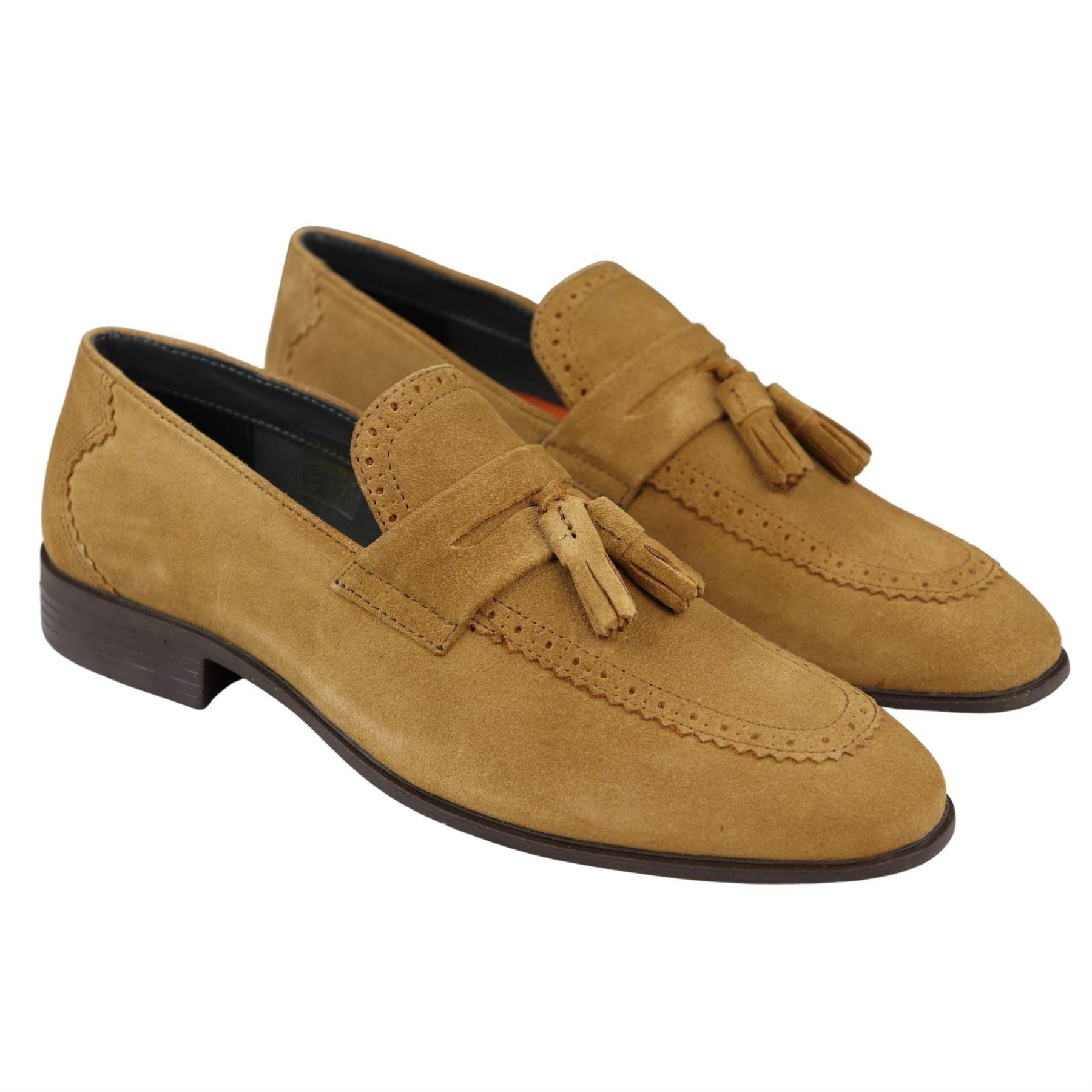 Mens Slip On Loafer Shoes Tassel Real Suede Smart Casual Dress Driving Classic - Knighthood Store