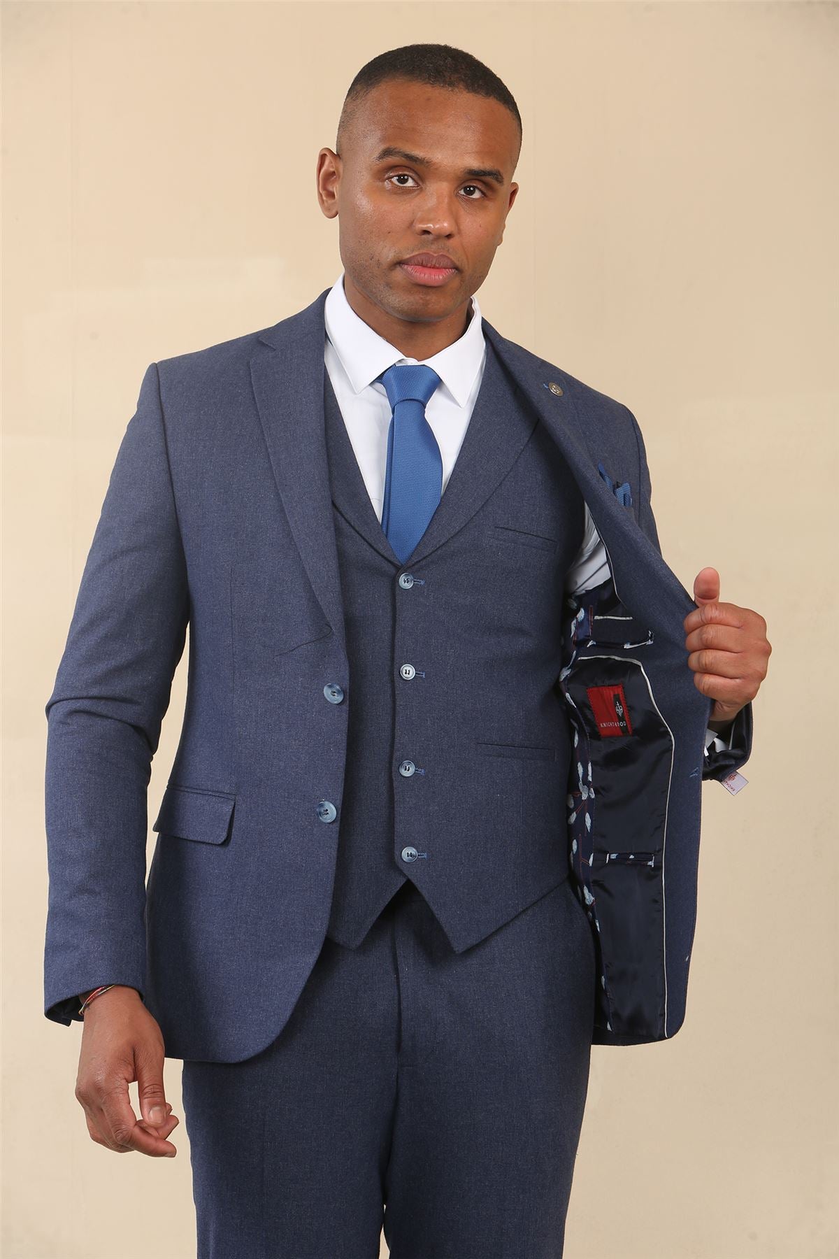 TP-24 - Men's Navy 3 Piece Linen Summer Wedding Suit