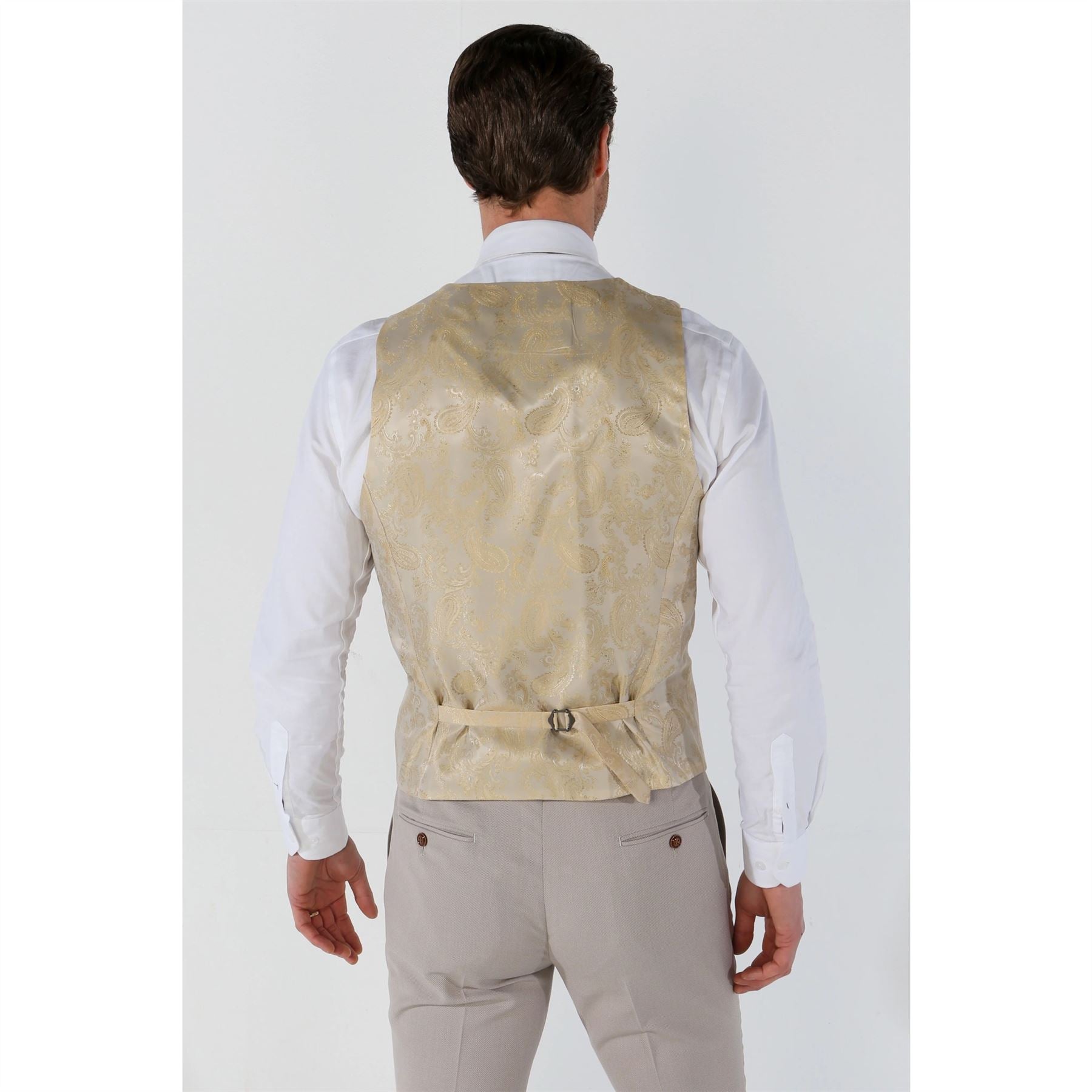 Men's Suit 3 Piece Beige Classic Birdseye Summer Wedding