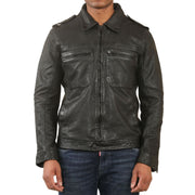 Men's Classic Black Leather Shirt Jacket
