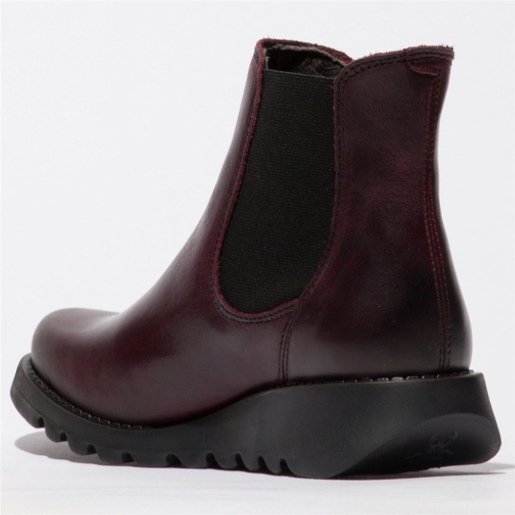 SALV195 - Women's Wedge Heel Leather Chelsea Ankle Boots