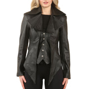 Women's Gothic Mid-Length Edwardian Leather Jacket