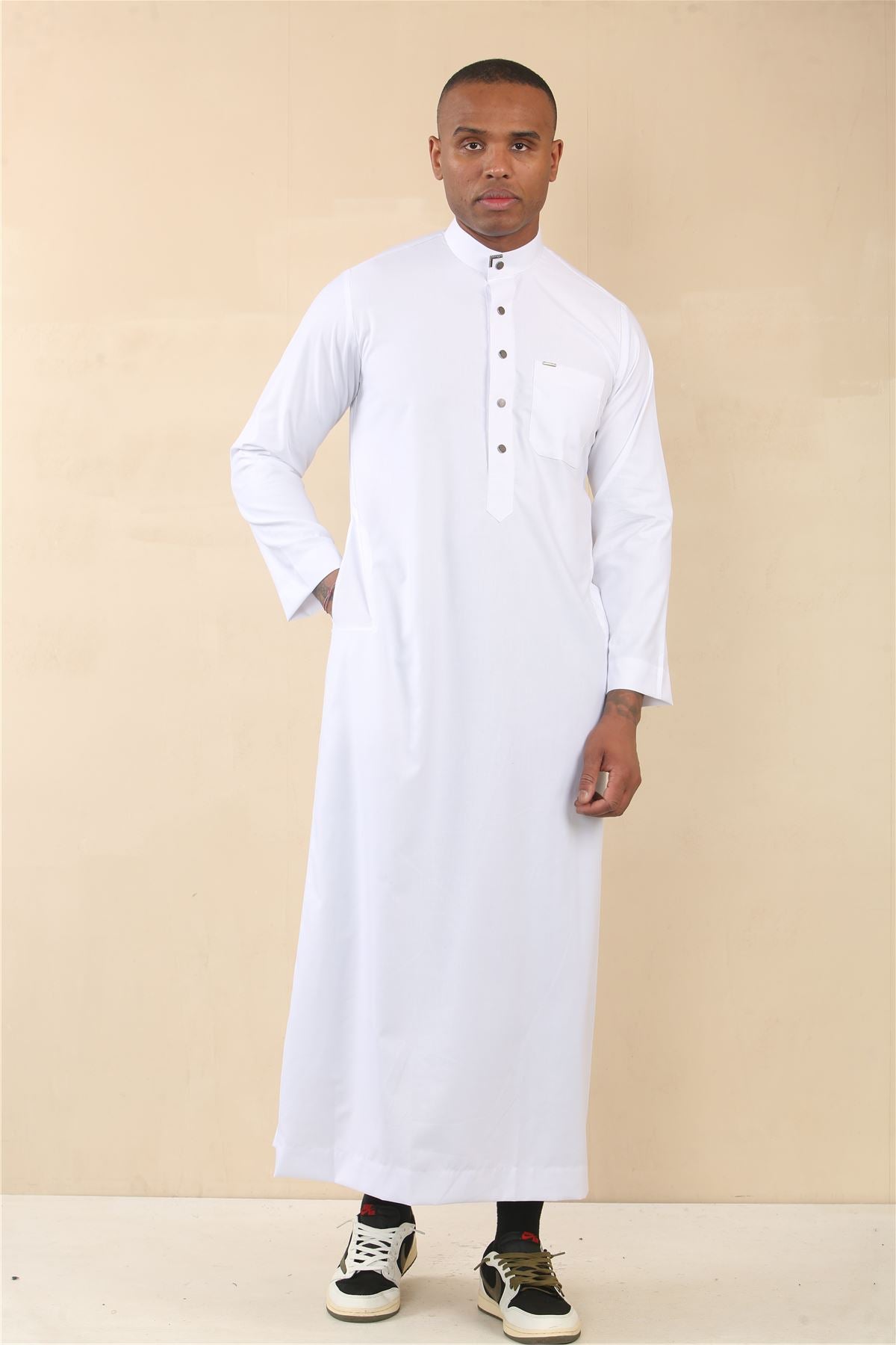 TT-005 - Men's Saudi Emirati Thobe Arab Nehru High Collar