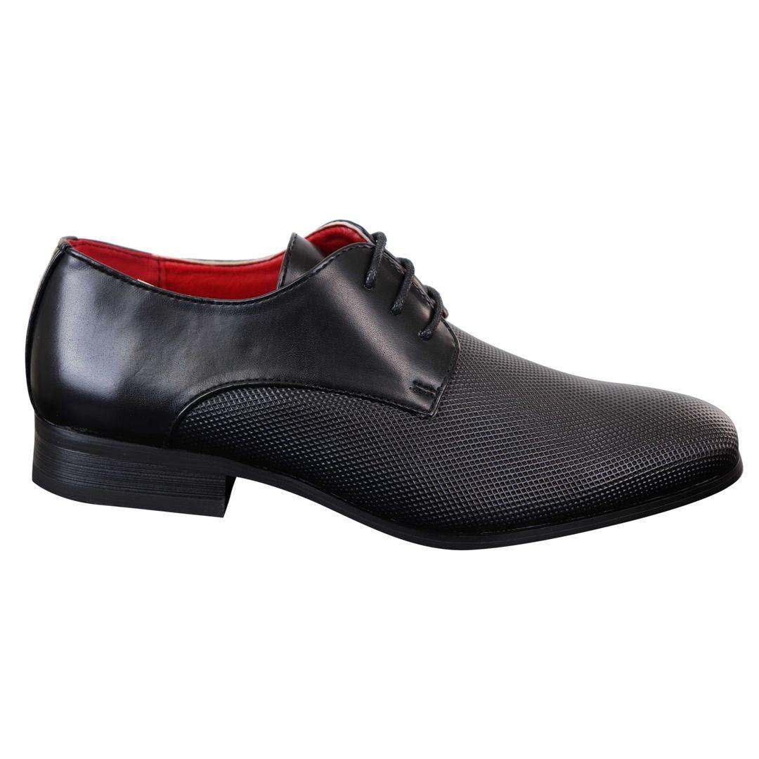 Mens Classic Laced PU Leather Smart Casual Shoes Black Office Wedding Prom Round - Knighthood Store