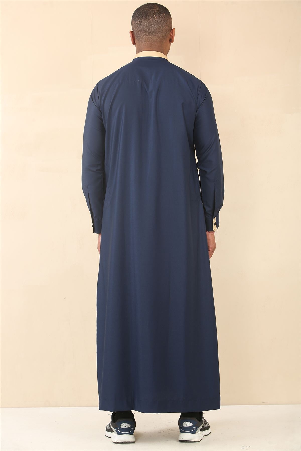 Men's Thobe Jubba Nehru Round Collar Islamic Clothing Muslim Kaftan Embroidery Eid Robe Saudi