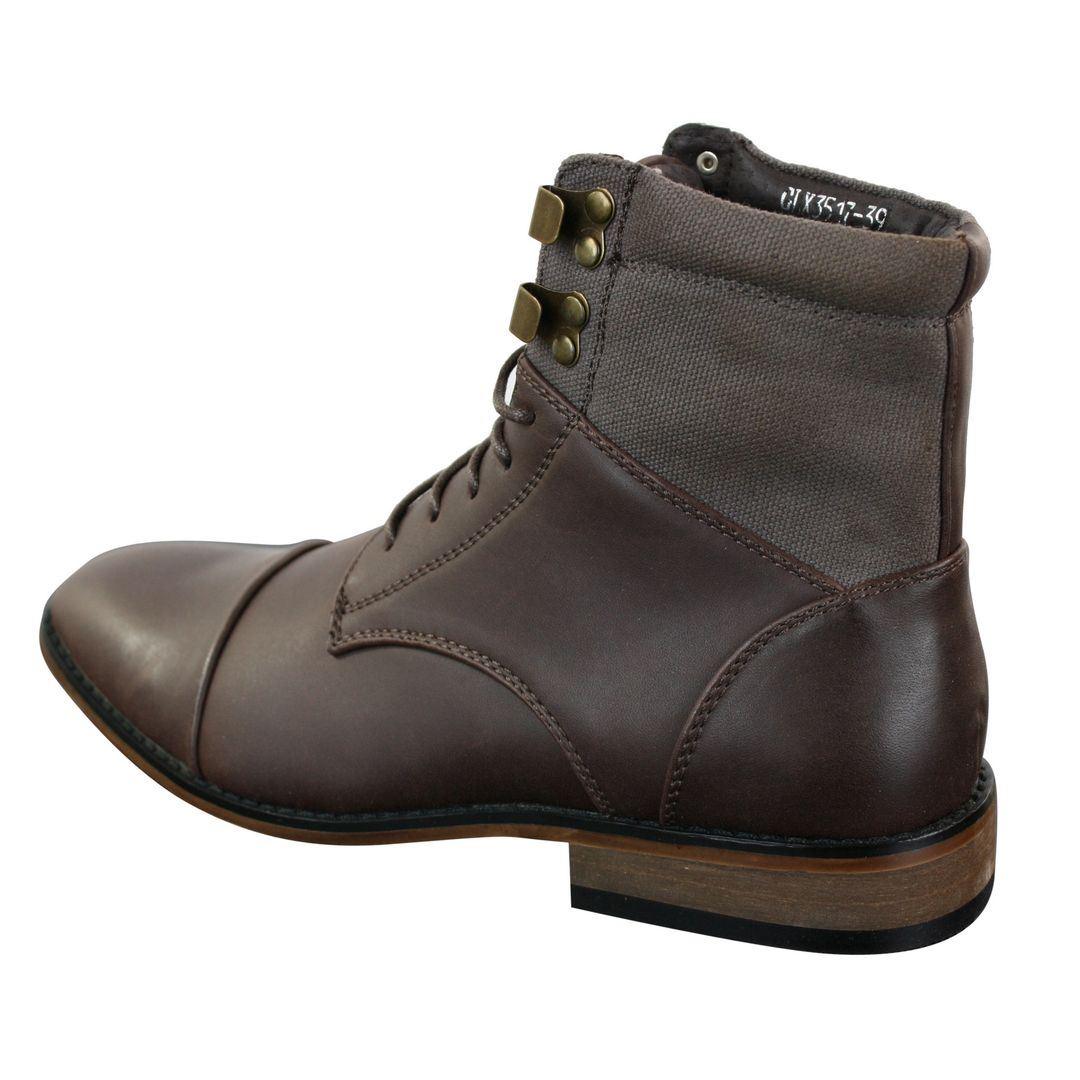 Mens Slim Fit Vintage Retro Sherlock Laced Smart Casual Ankle Boots Leather - Knighthood Store