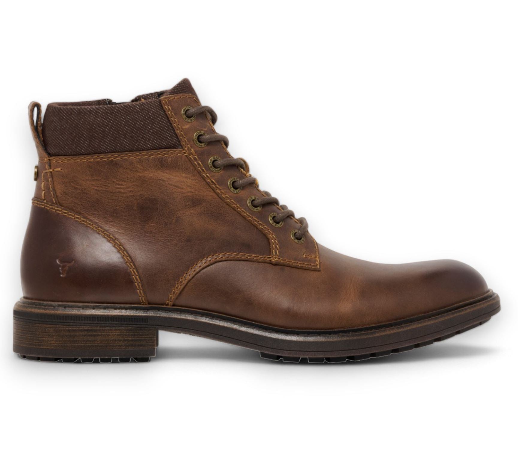 Beau - Men's Brown Lace Up Side Zip Leather Chelsea Boots