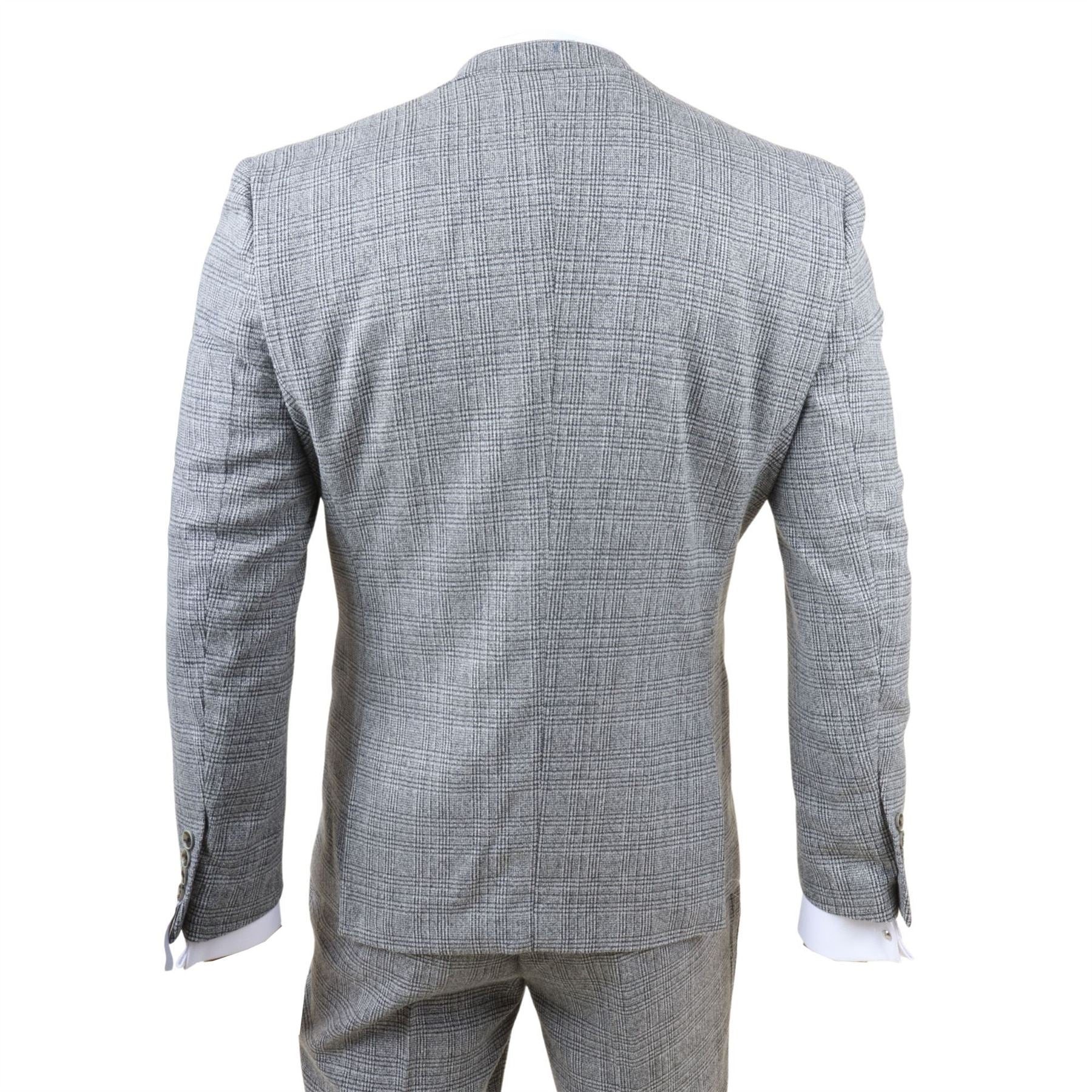 Parker - Men's Grey Classic Check Slim Fit 3 Piece Suit