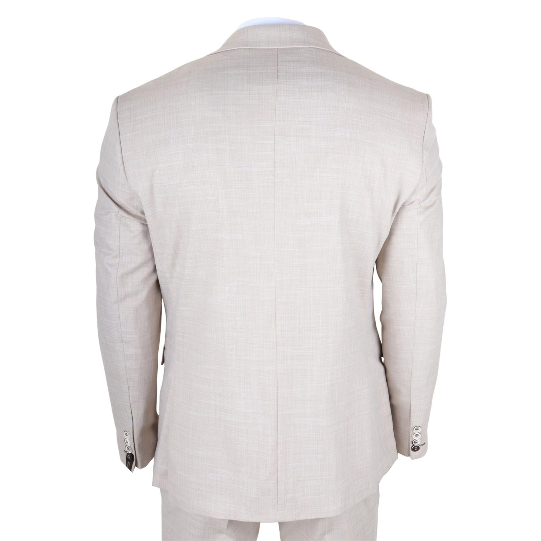 James - Men's 3 Piece Cream Tailored Fit Suit