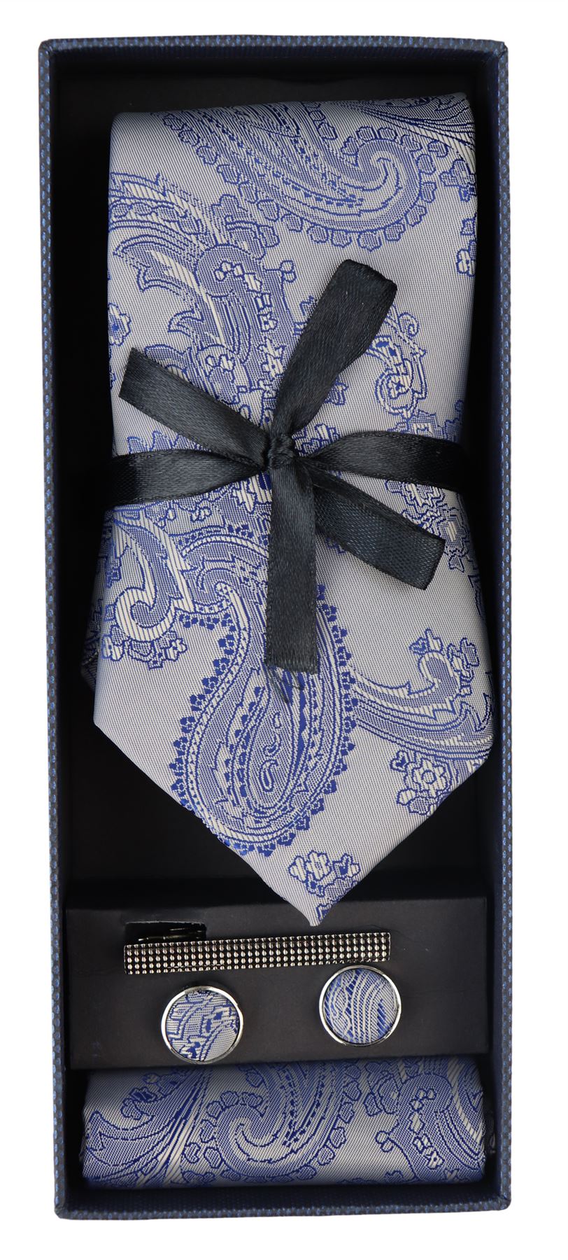 Paisley Neck Tie Gift Set Pocket Square Cuff Links Tie Floral Satin