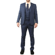 IM31 - Men's Blue 3 Piece Prince Of Wales Check Suit