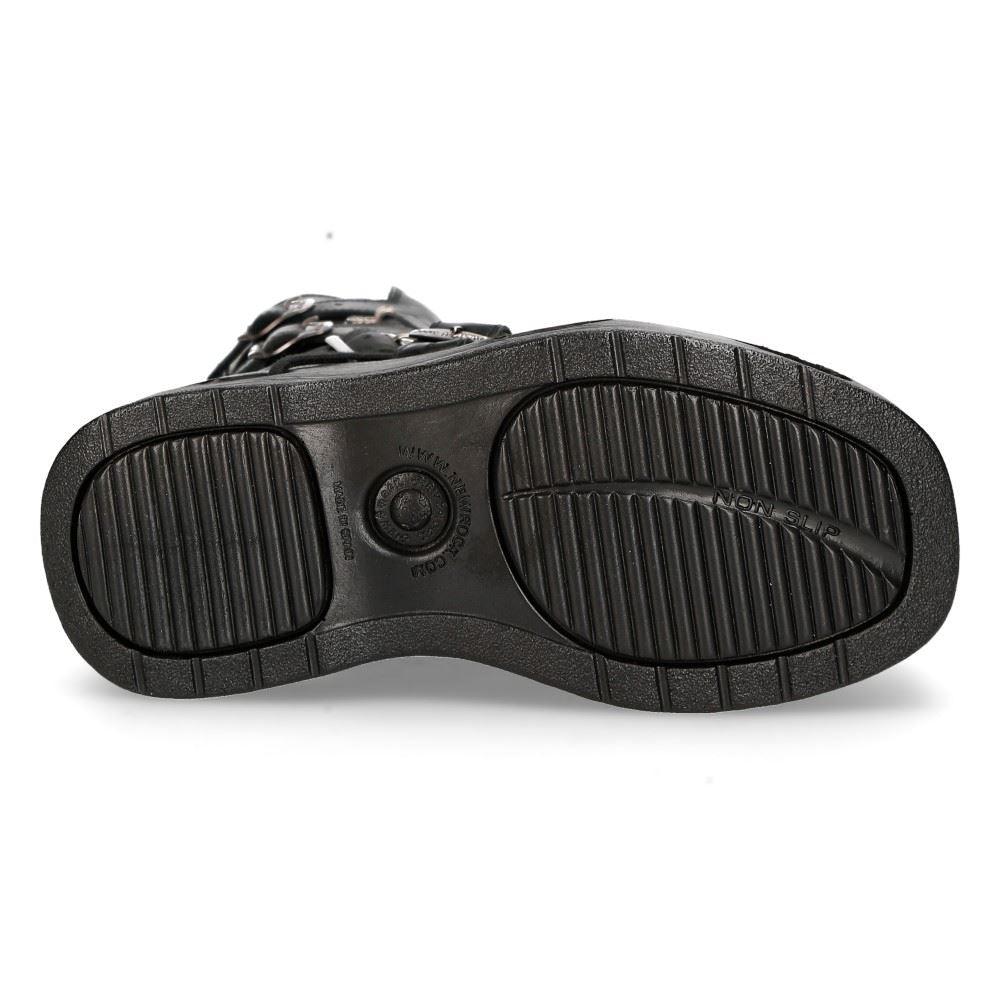 New Rock 373-S2 Metallic Black Leather Neptuno Platform Gothic Boots Buckle - Knighthood Store