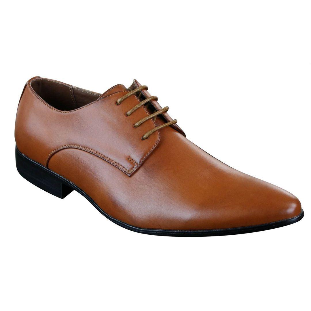 Mens Smart Casual Formal Laced Pointed Leather Shoes Wedding Prom Office Classic - Knighthood Store