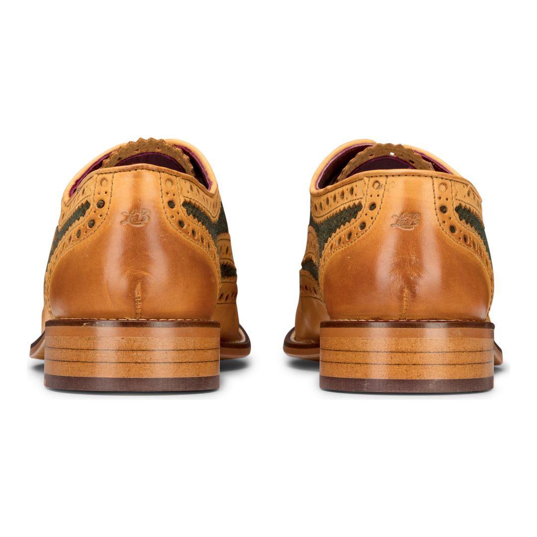 Mens Tan Tweed Olive Leather Gatsby Shoes Vintage Wedding Office Classic - Knighthood Store