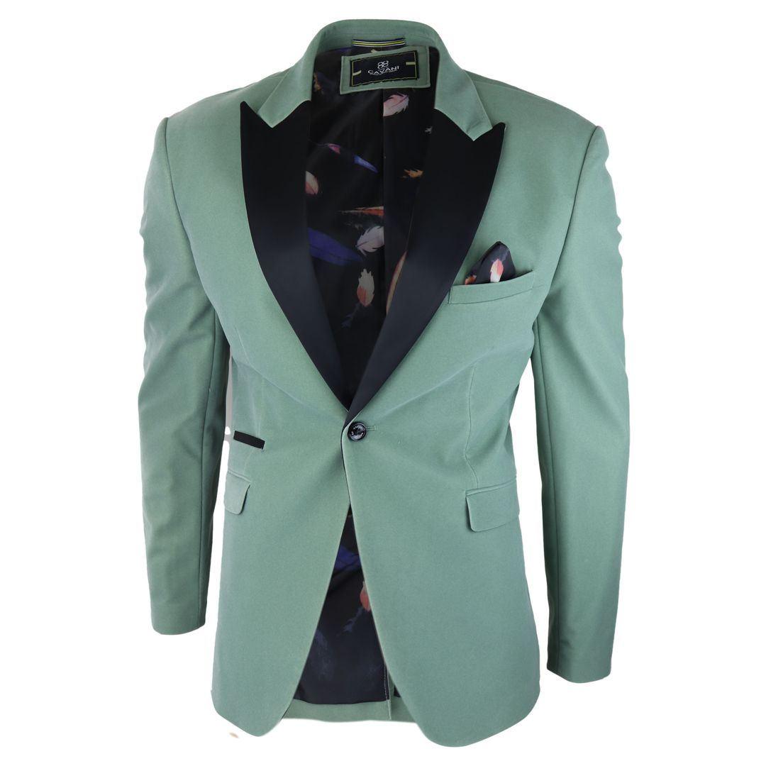 Mens Velvet Blazer Tuxedo Jacket Black Satin Lapel Pastel Blue Pink Green - Knighthood Store