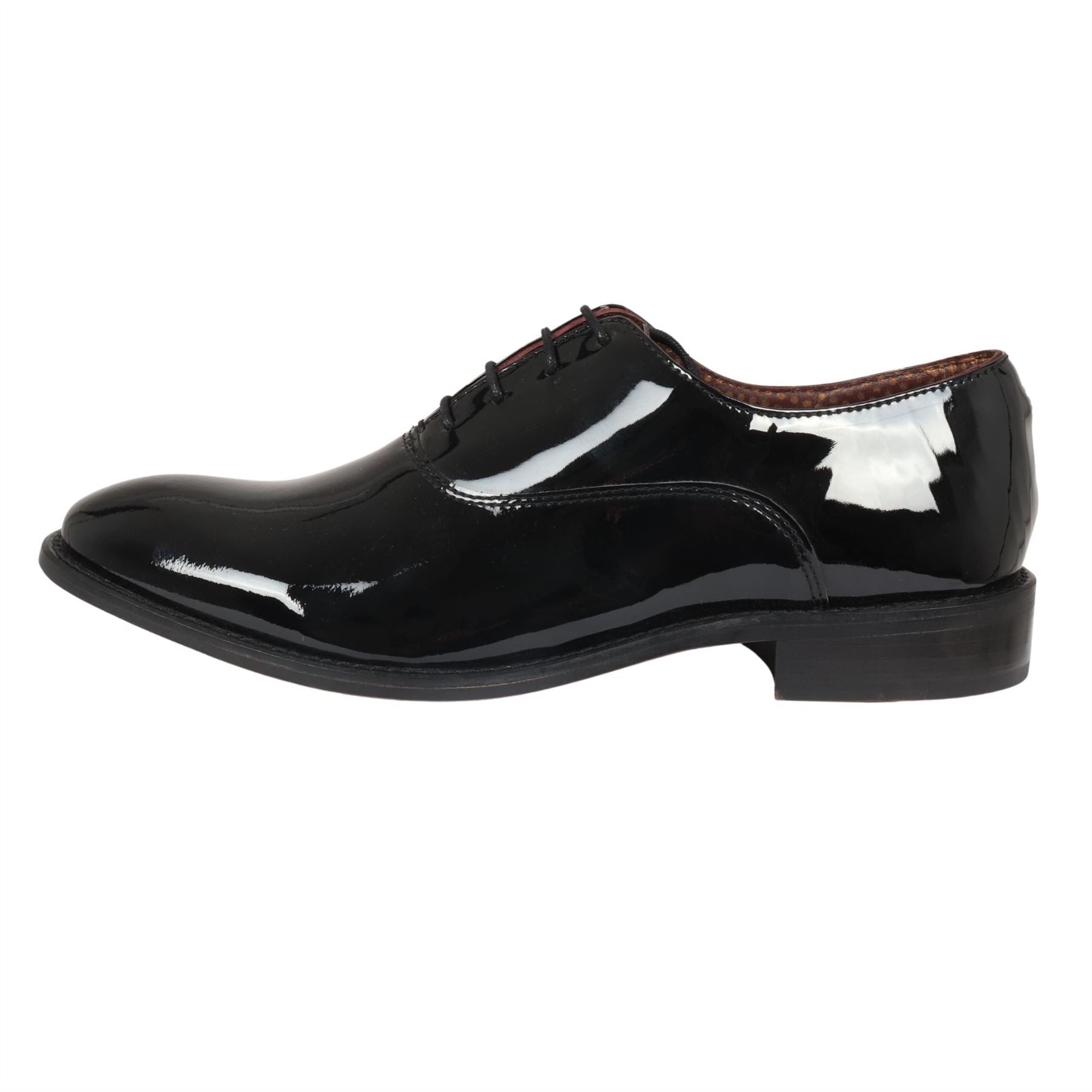 Men's Black Patent Leather Lace Up Derby Shoes