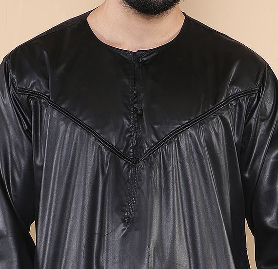 Mens Thobe Jubba Islamic Clothing Muslim Kaftan Emirati Omani Robe Satin Shiny