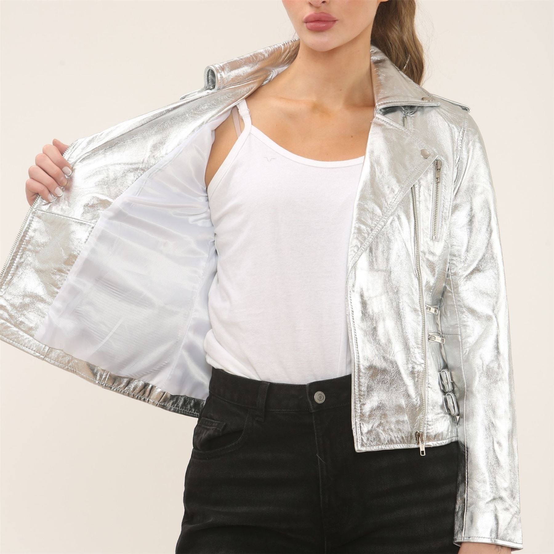 Women's Real Lamb Nappa Leather Vintage Biker Jacket