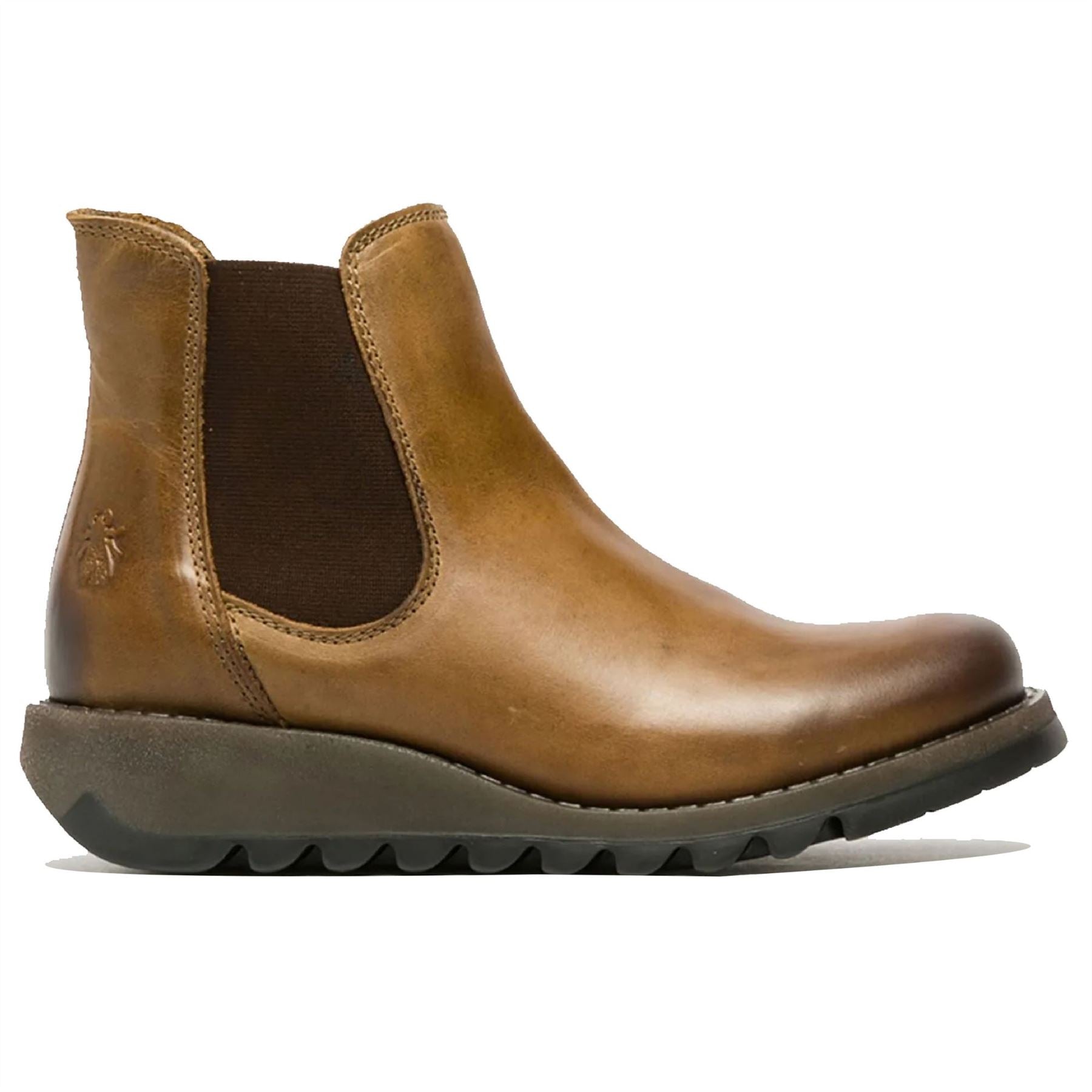 SALV195 - Women's Wedge Heel Leather Chelsea Ankle Boots