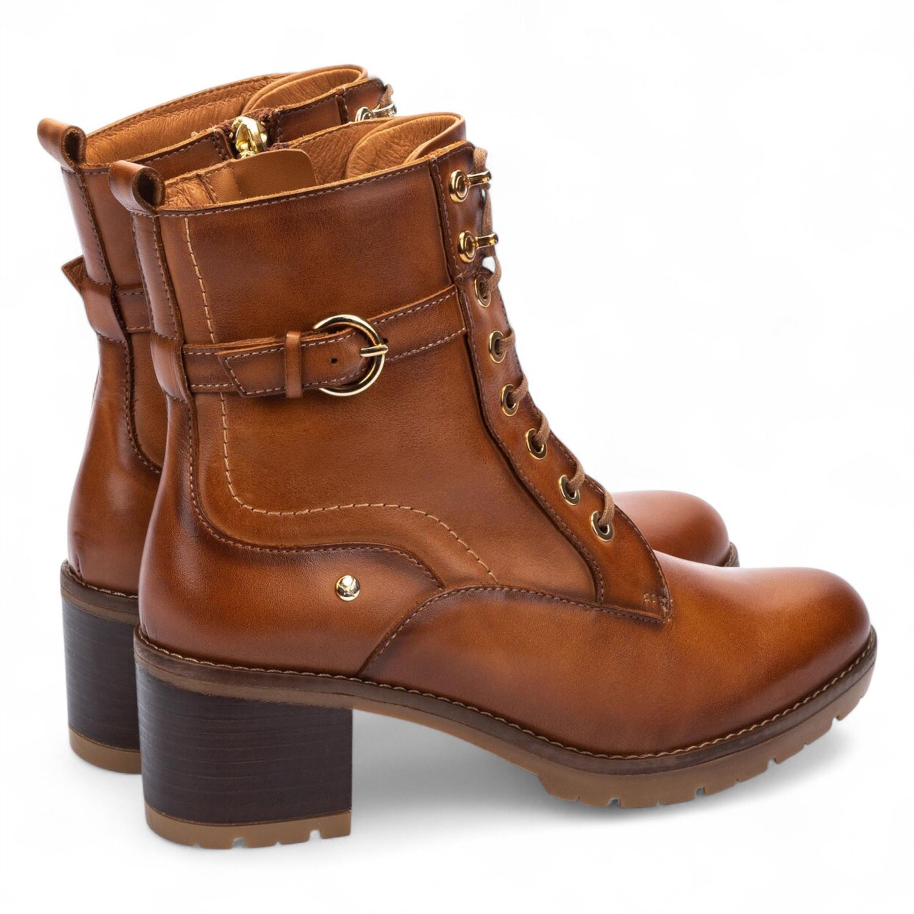 Llanes - Women’s Brandy Brown Leather Mid-Heel Ankle Boots