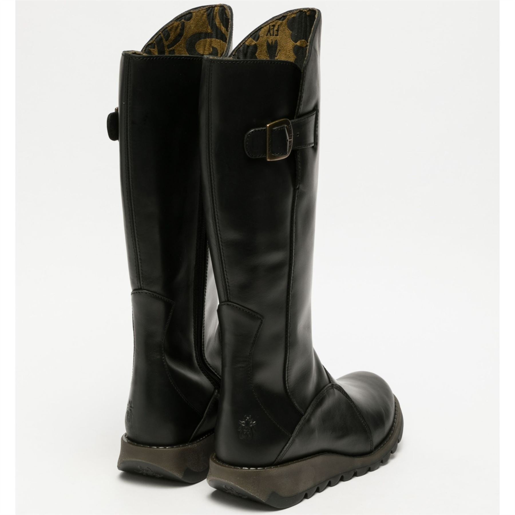 MOL2 - Women's Wedge Heel Knee High Leather Boots