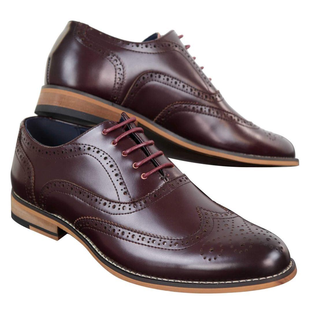 Mens Real Leather Laced Gatsby Brouges Smart Designer Retro Vintage Shoes - Knighthood Store