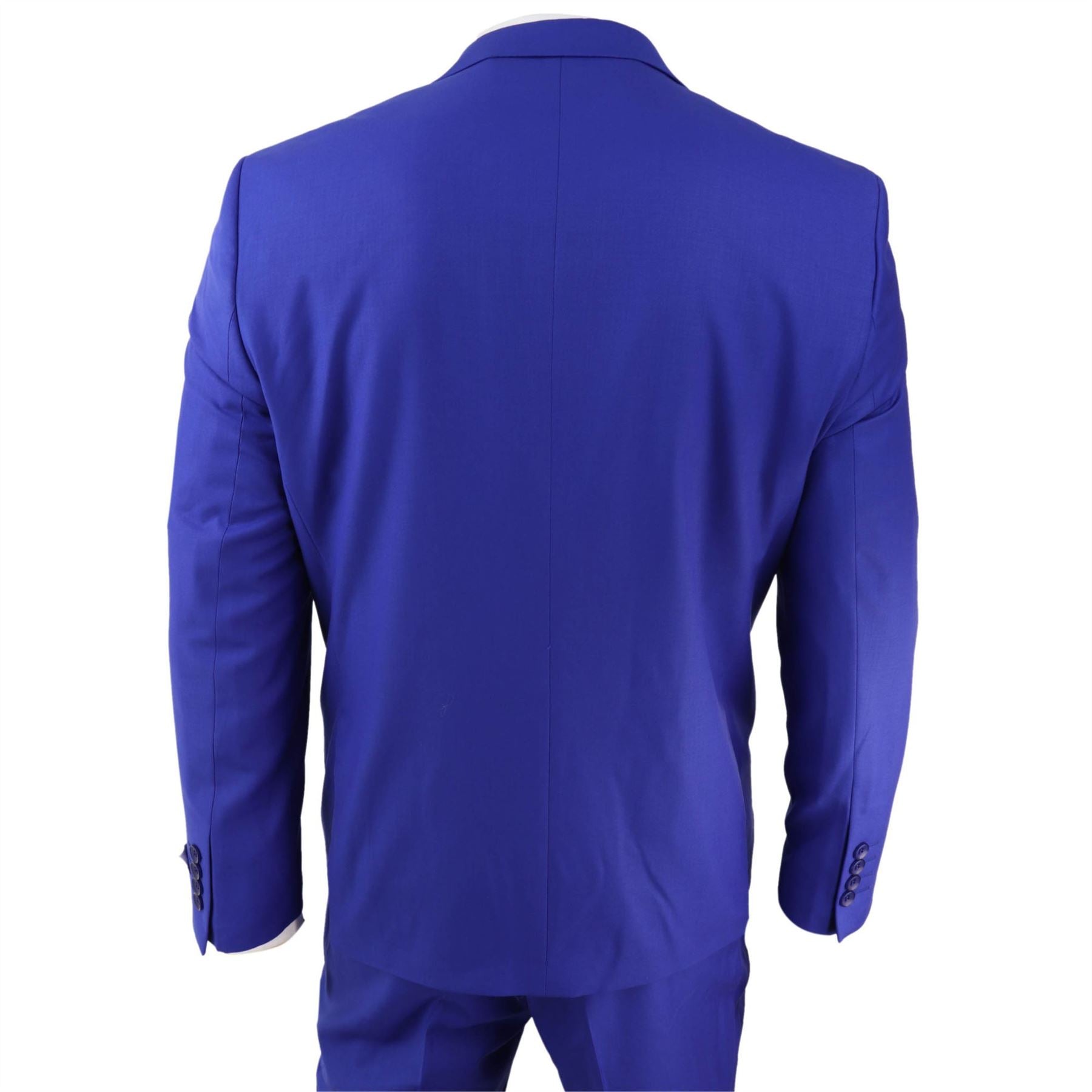 Mens 3 Piece Royal Blue Tailored Fit Suit Best Man Groom Prom Wedding Classic