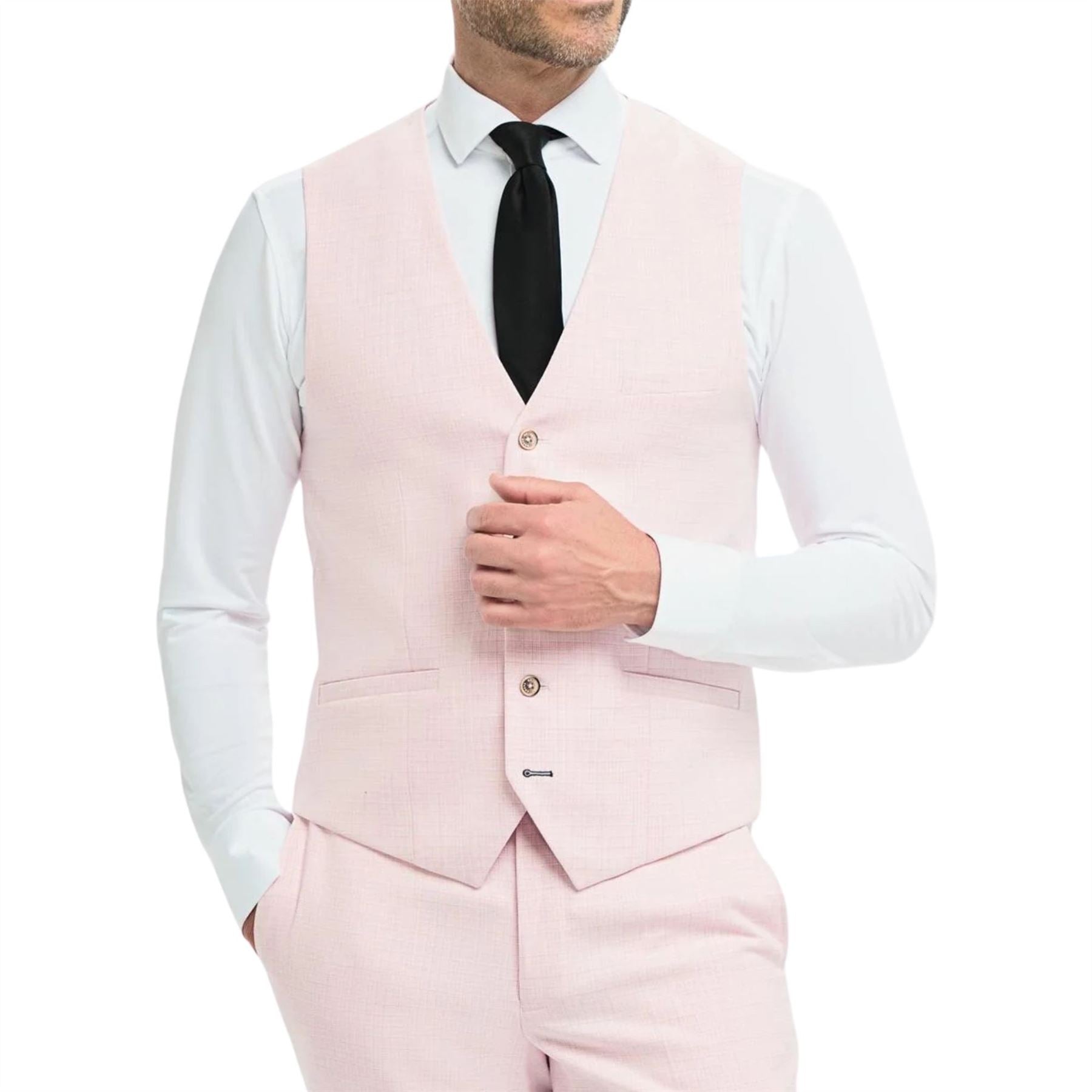 Men's Waistcoat Pink Tailored Fit Summer Vest