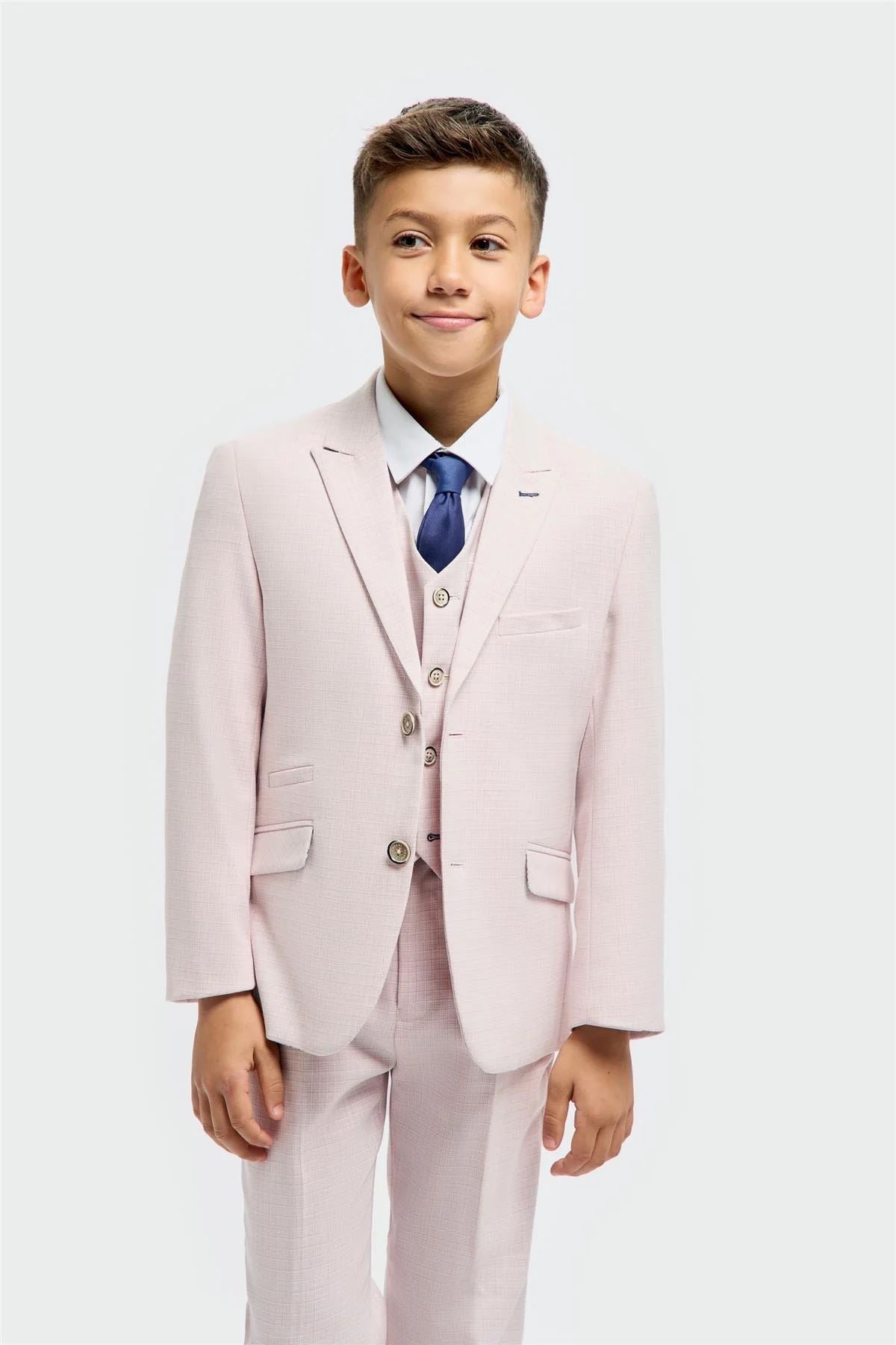 Boys Suit 3 Piece Pink Tailored Fit Wedding Formal Outfit