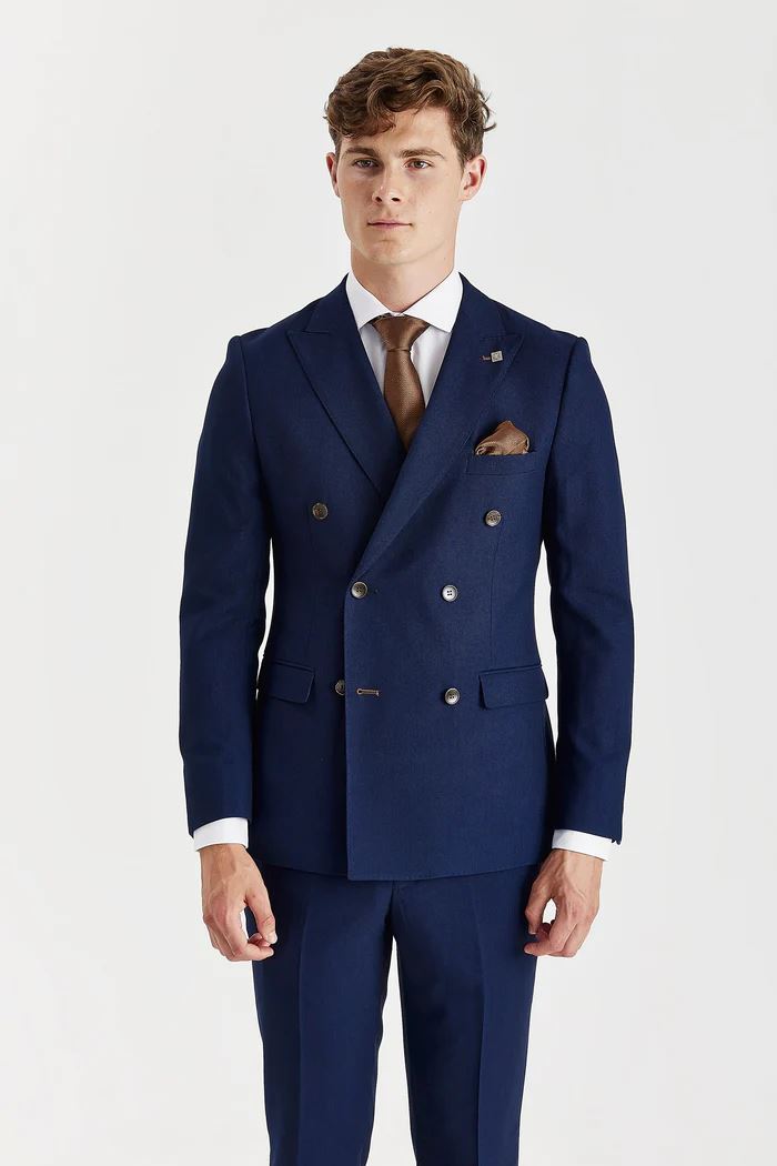 Mayfair - Men's Navy Birdseye Double Breasted Blazer