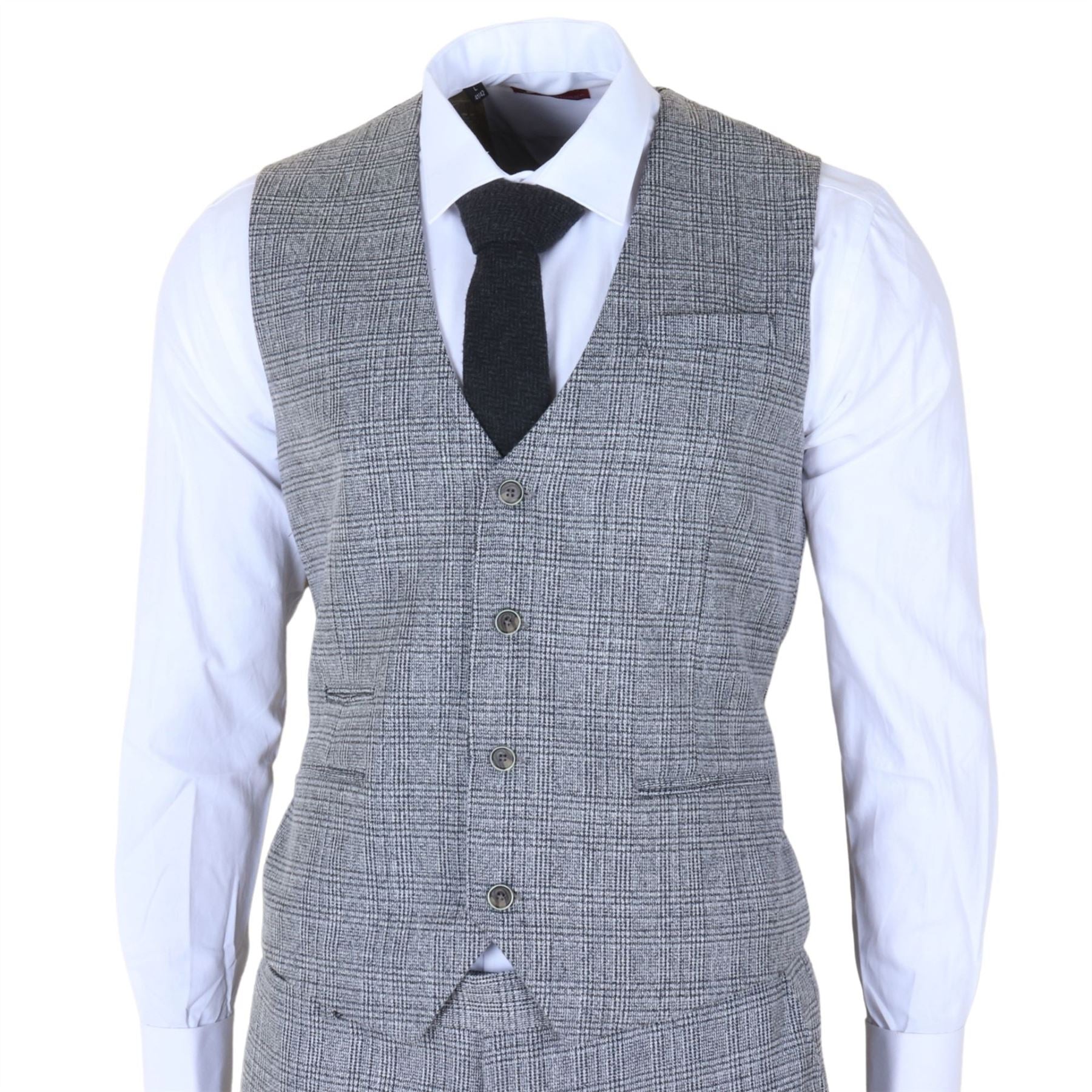 Parker - Men's Grey Classic Check Slim Fit 3 Piece Suit
