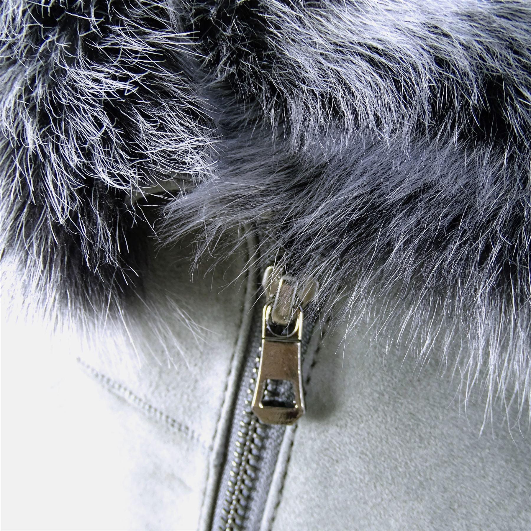 Grey Ladies Long Suede Real Toscana Sheepskin Coat Zipped Hood Tailored Fit - Knighthood Store