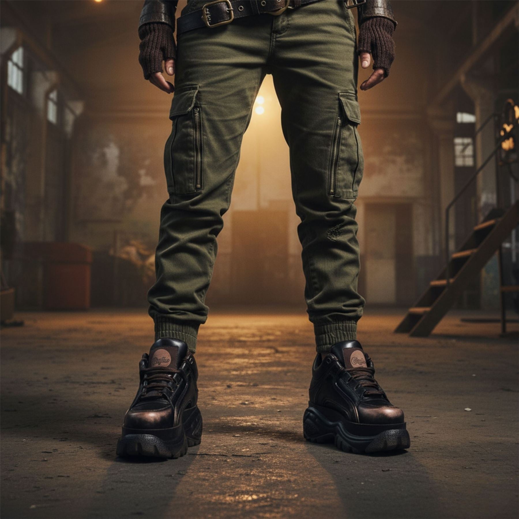 1339-14 VNTG - Women’s Brown Platform Lace-Up Sneakers