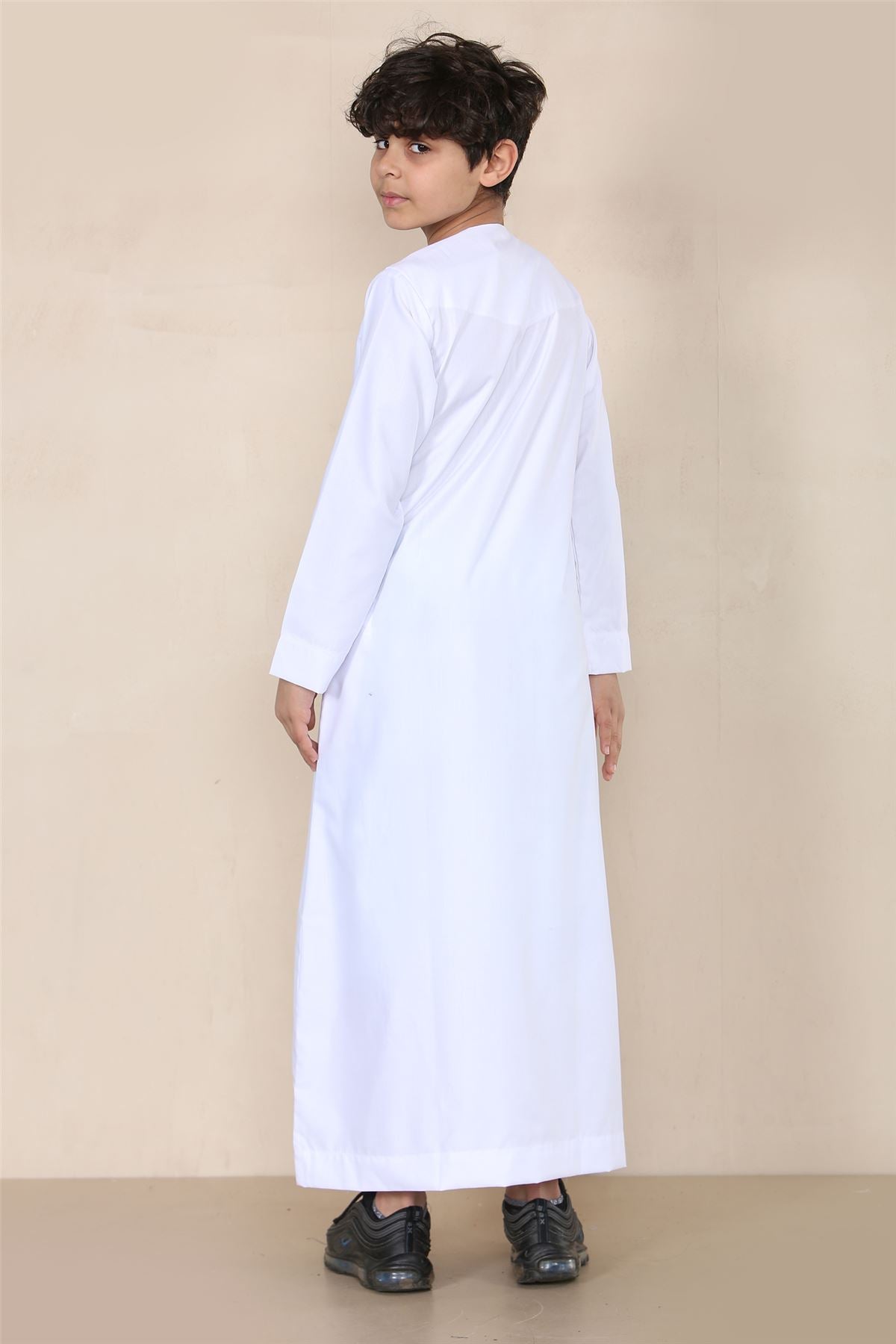 Boy's Thobe Emirati Omani Jubba Islamic Clothing Muslim Kaftan Eid Robe String Tassel