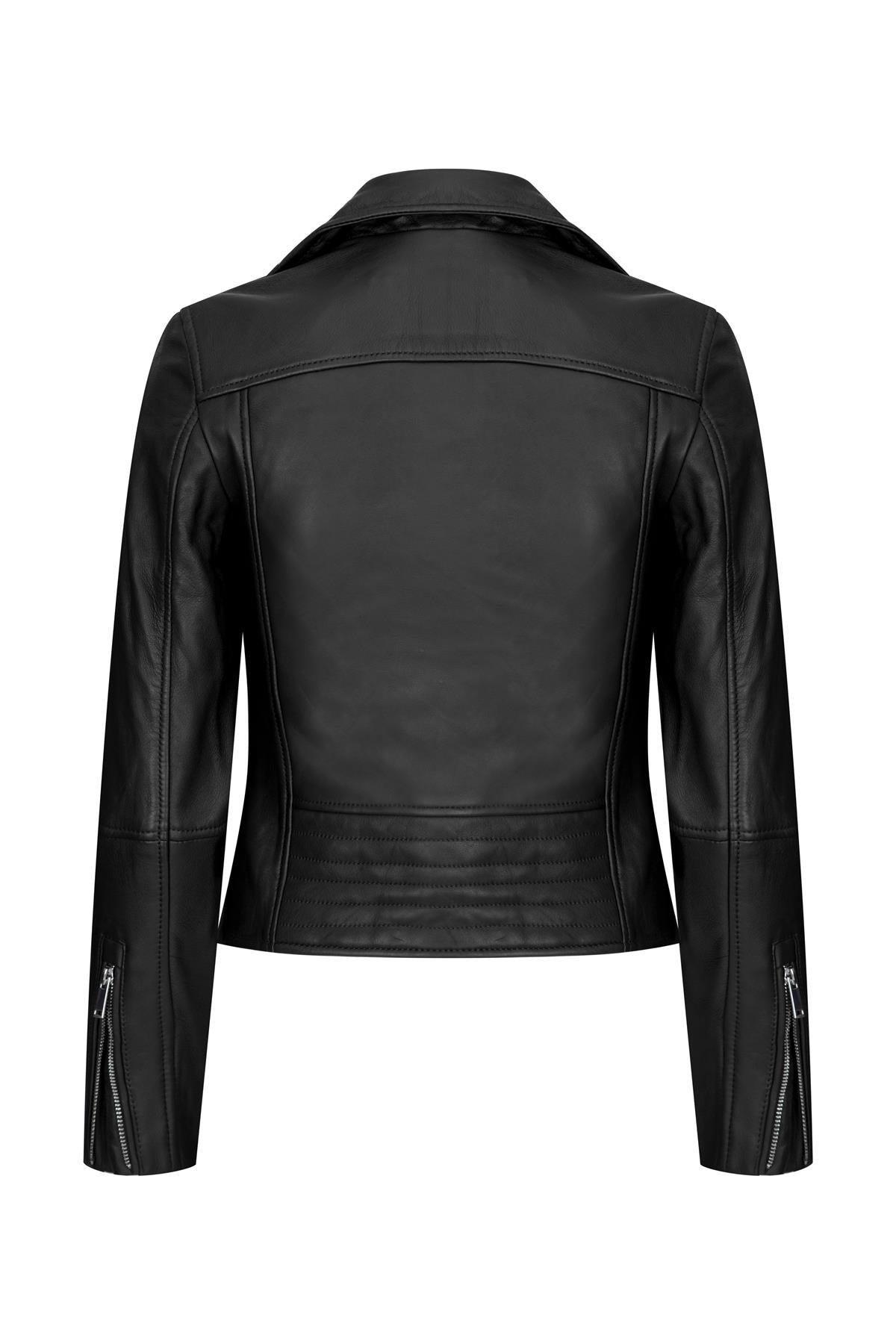 Womens Cross Zip Biker Real Leather Jacket Brando Red Black Retro Classic Motorcycle - Knighthood Store