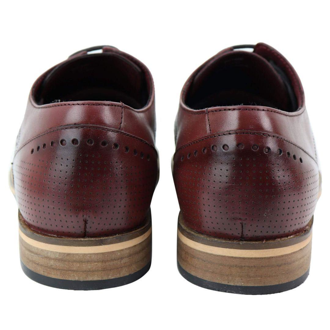 Mens Smart Casual Real Leather Office Work Wedding Shoes Laced Simple Brogues - Knighthood Store