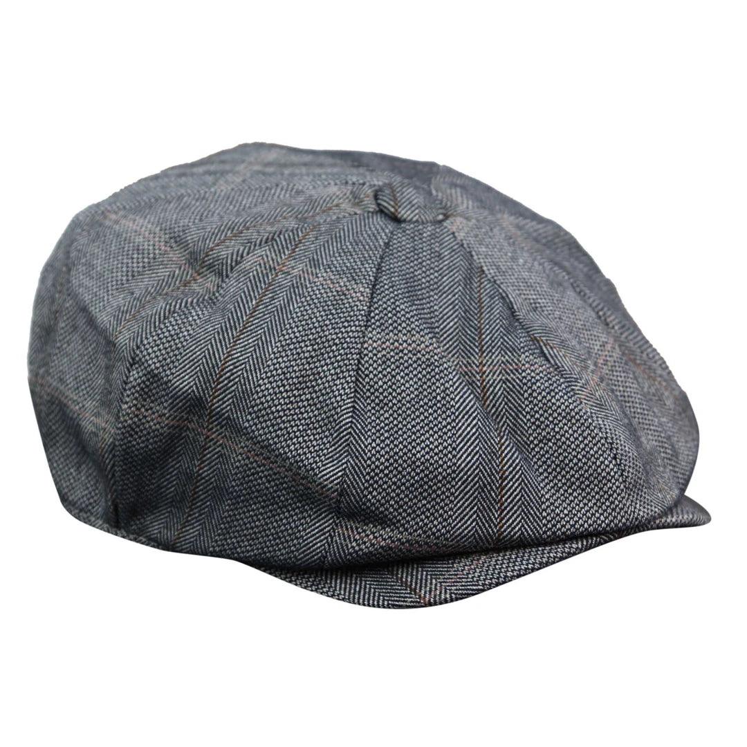 Mens 8 Panel Button Hat Flat Cap Newsboy Baker Boy Check Hat Tweed Blinders - Knighthood Store