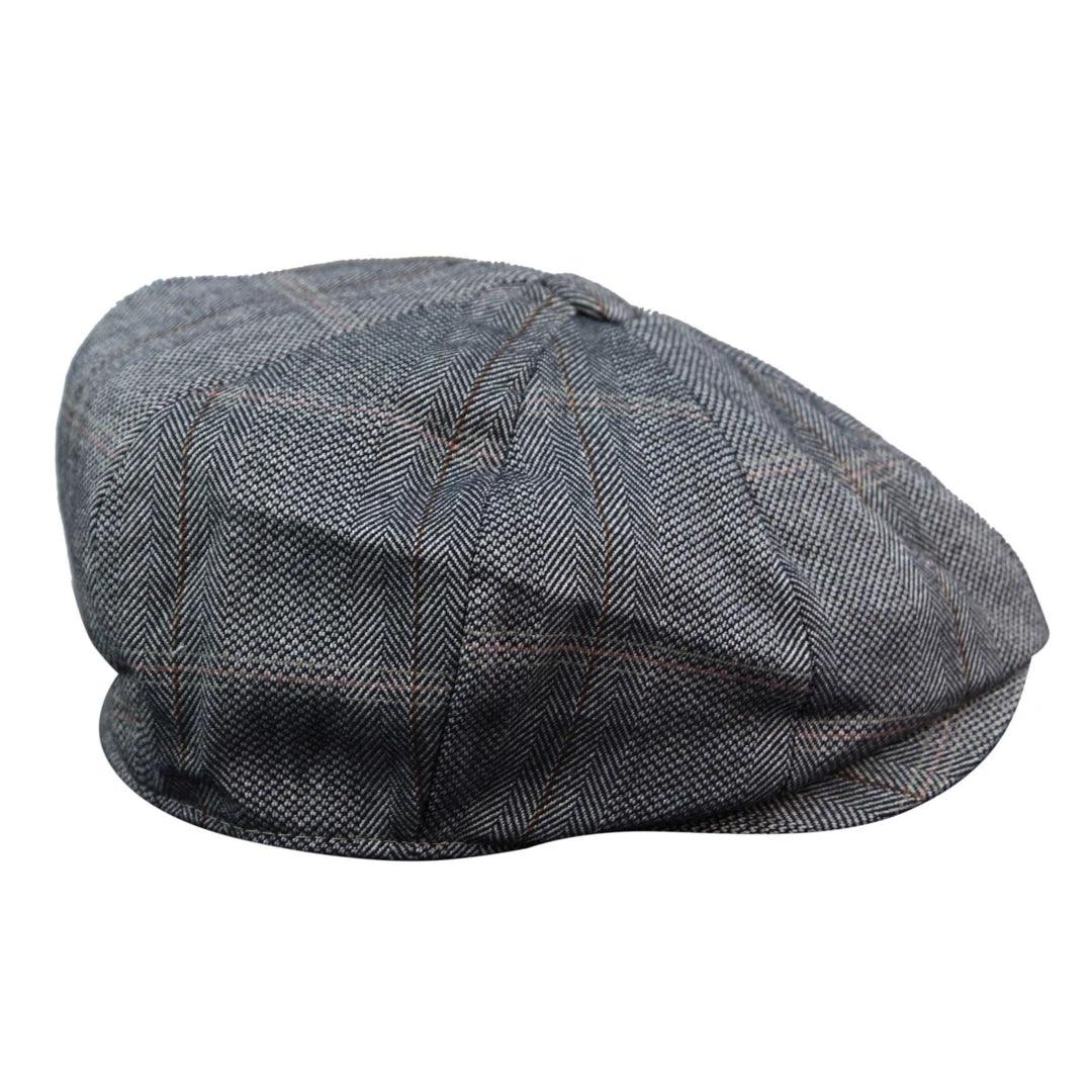 Mens 8 Panel Button Hat Flat Cap Newsboy Baker Boy Check Hat Tweed Blinders - Knighthood Store