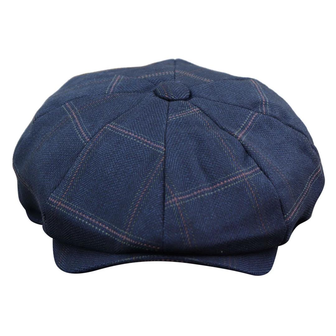 Mens 8 Panel Button Hat Flat Cap Newsboy Baker Boy Check Hat Tweed Blinders - Knighthood Store