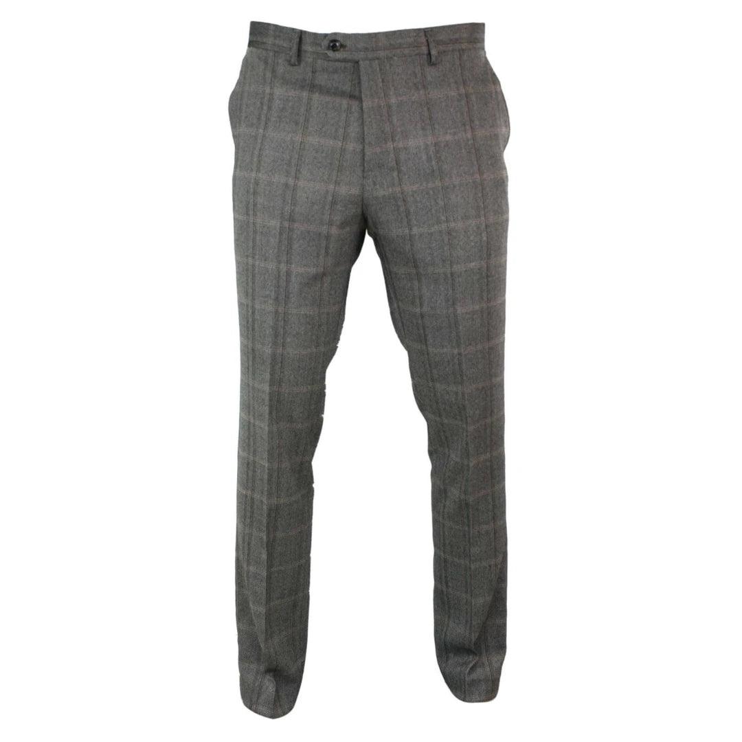 Mens Herringbone Tweed Check Blinders Trousers Wool Vintage Classic Retro - Knighthood Store
