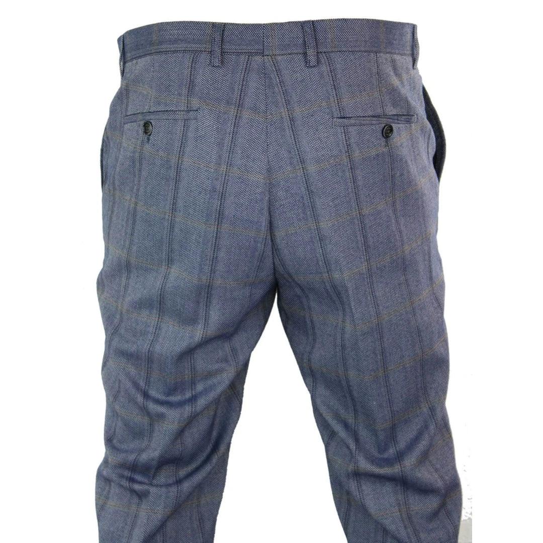 Mens Herringbone Tweed Check Blinders Trousers Wool Vintage Classic Retro - Knighthood Store