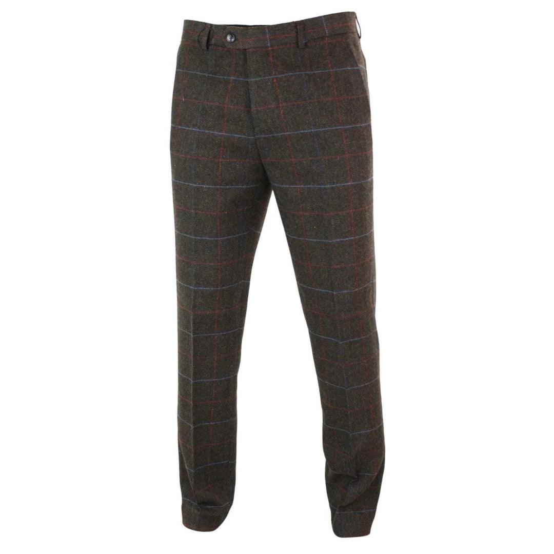 Mens Herringbone Tweed Check Blinders Trousers Wool Vintage Classic Retro - Knighthood Store