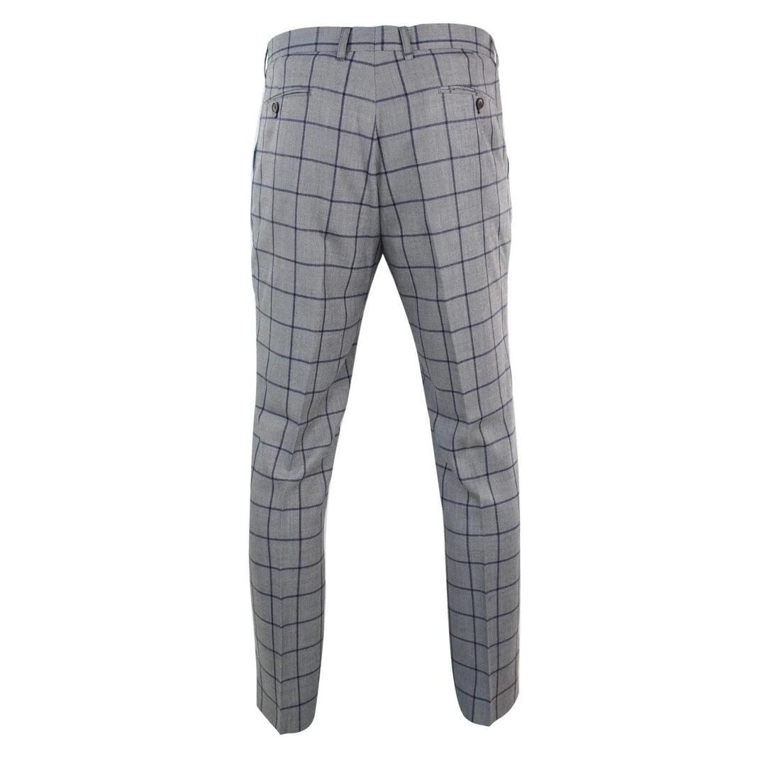 Mens Herringbone Vintage Retro Check Wool Trousers Blinders - Knighthood Store